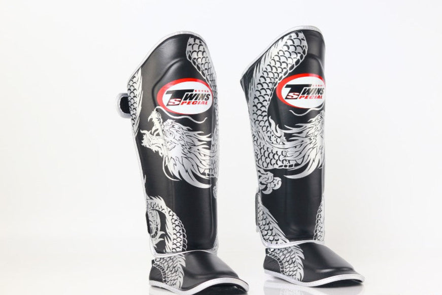 Twins Special Premium FSGL10-49 DRAGON Silver/Black Shin Guards