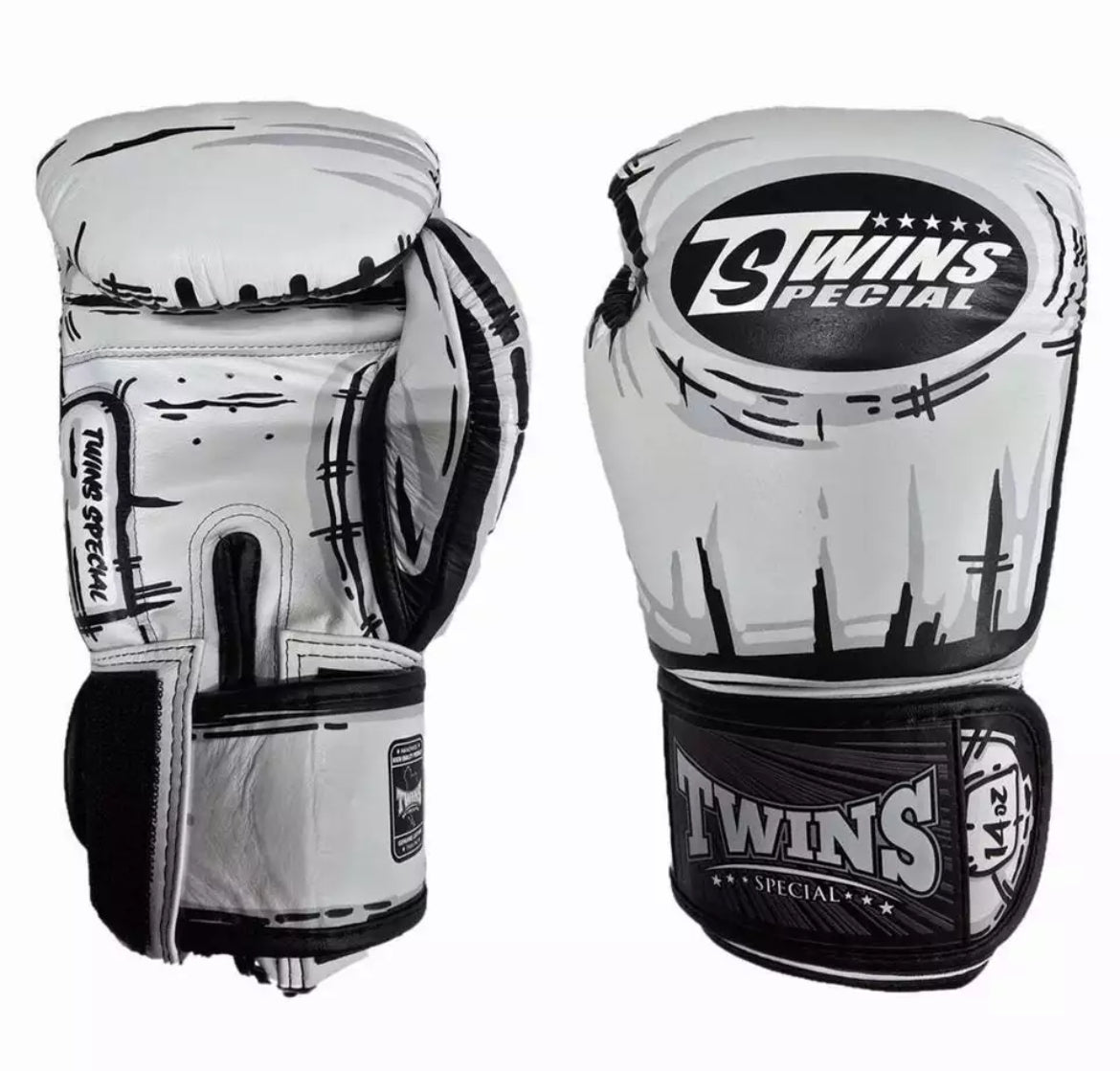 Gants de boxe Muay Thai Twins Special WHITE « Comic » FBGVL3-66