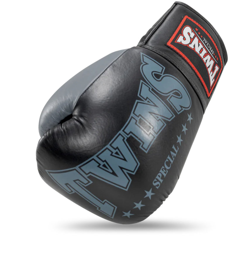 Twins Special SCHWARZE Muay Thai Boxhandschuhe zum Schnüren BGLL1