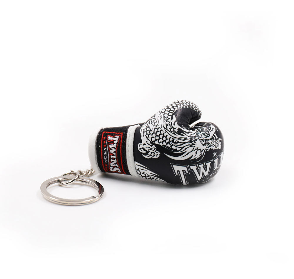 Twins Special Boxhandschuh Schlüsselanhänger – FMBG3-49 Schwarz/Weißer Drachen-Minihandschuh