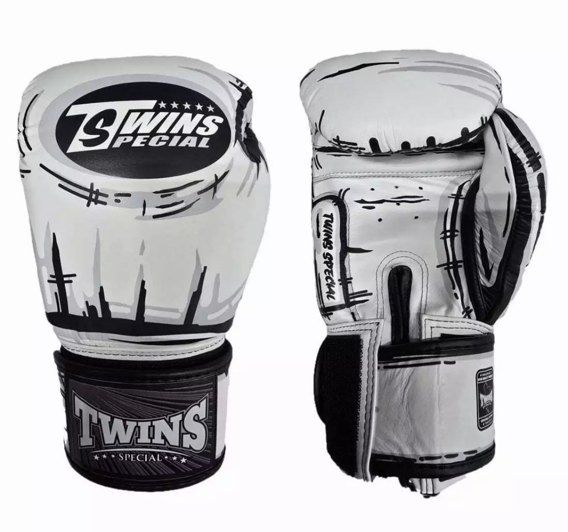 Gants de boxe Muay Thai Twins Special WHITE « Comic » FBGVL3-66