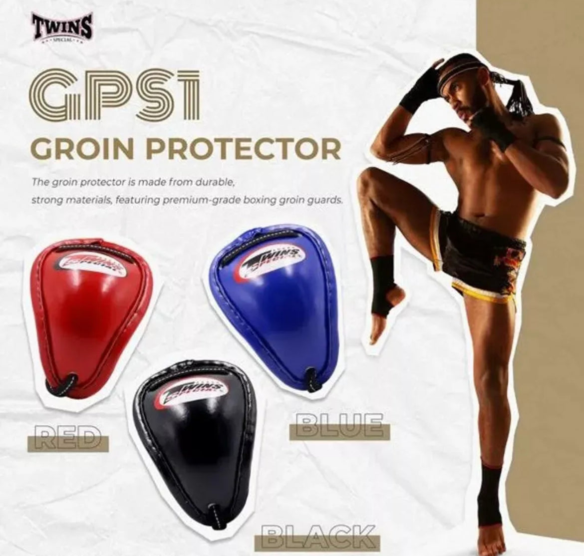 Twins Special GPS1 Groin Protector (Black/Blue/Red)