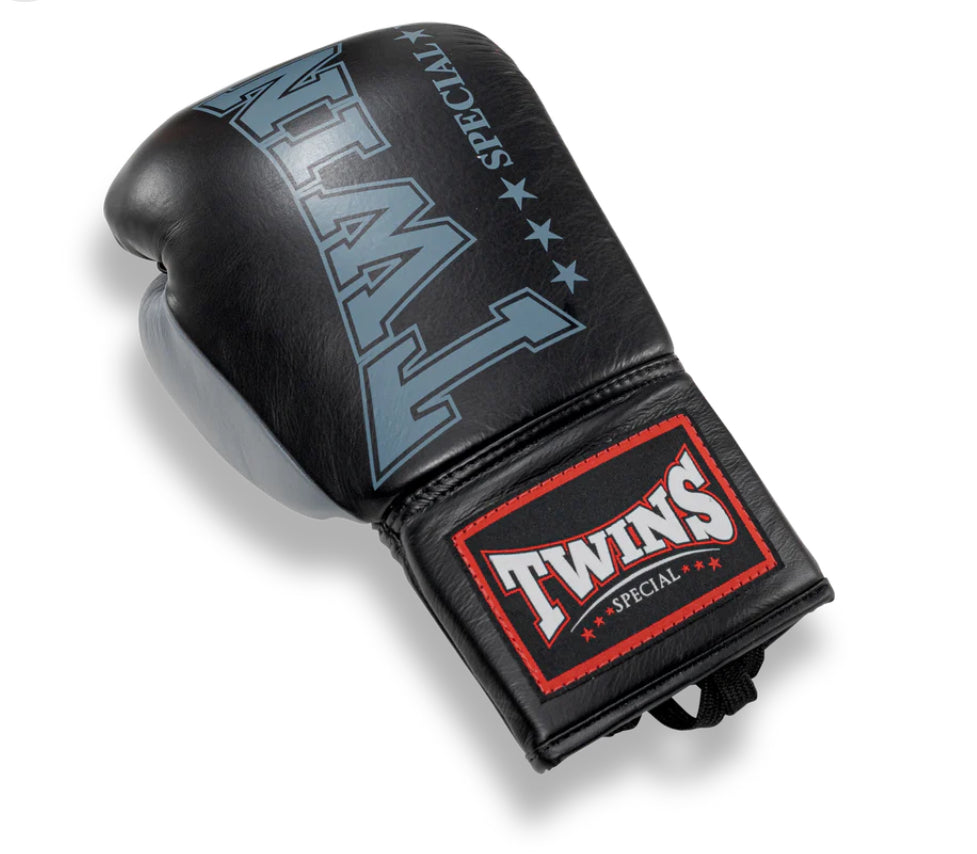 Twins Special SCHWARZE Muay Thai Boxhandschuhe zum Schnüren BGLL1