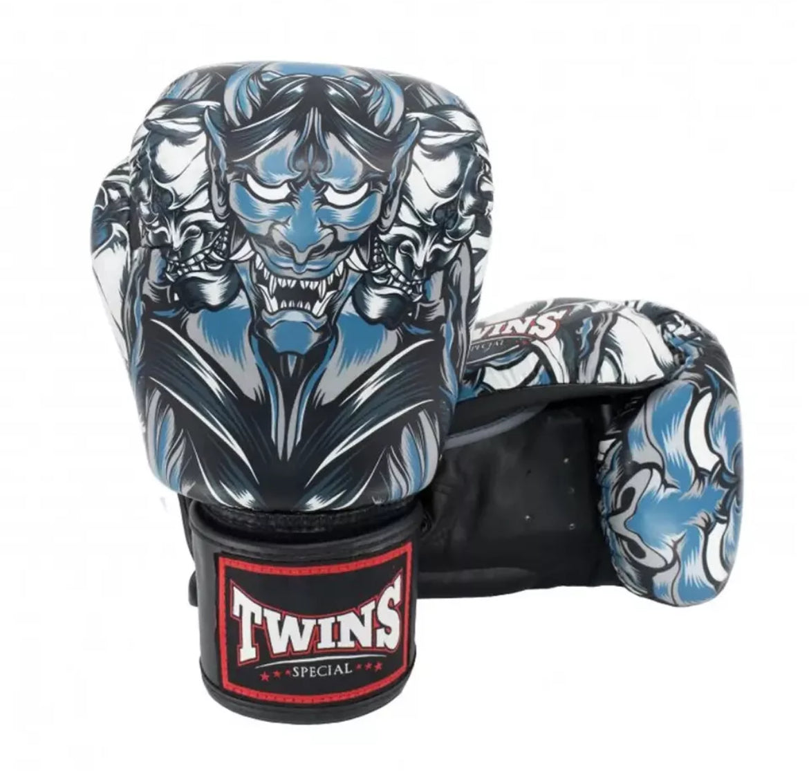 Gants de boxe Muay Thai Twins Special « Kabuki » GRIS/NOIR FBGVL3-58