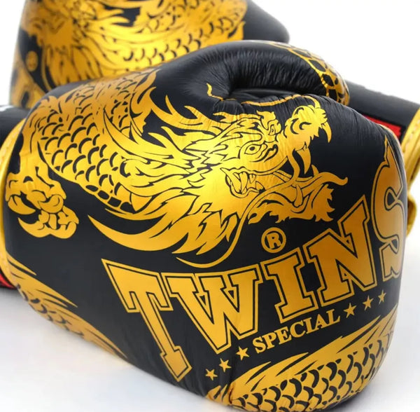 Twins Special 'Golden Dragon' Edition Muay Thai Training Bundle: Gloves & Shorts