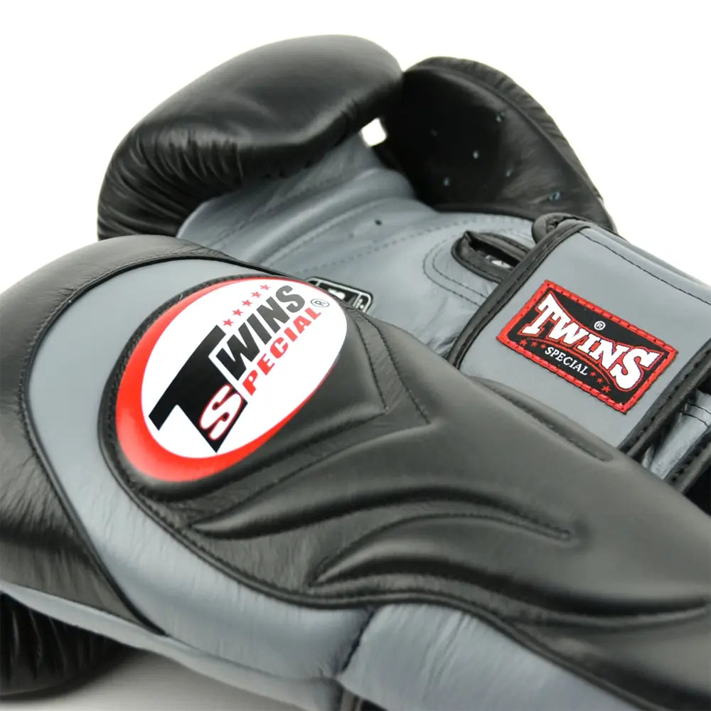 Twins Special Embossed BLACK/GREY Muay Thai Boxing Gloves BGVL6