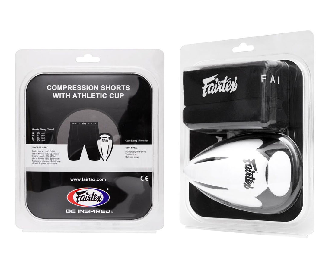 Fairtex GC3 Schwarze Kompressions-MMA-Shorts (enthält Athletic Cup Guard)
