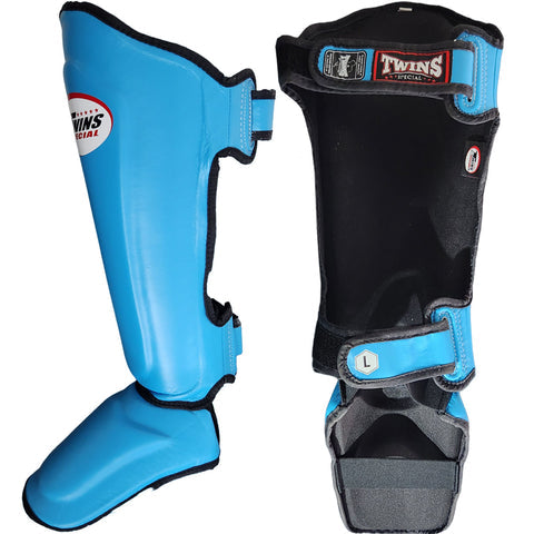 Twins Special SGL10 Hellblaue Schienbeinschoner aus Premium-Leder