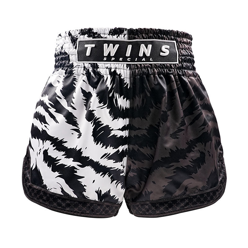 Twins Special TBS „Jungle“ Schwarz/Weiß Tiger Muay Thai Kickbox-Shorts