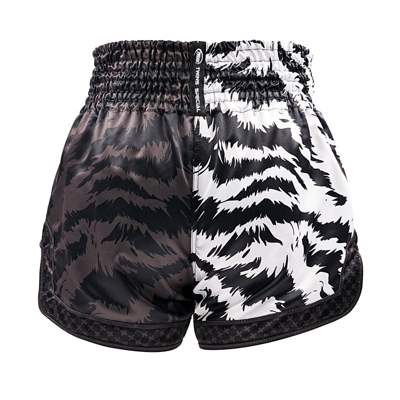 Twins Special TBS „Jungle“ Schwarz/Weiß Tiger Muay Thai Kickbox-Shorts