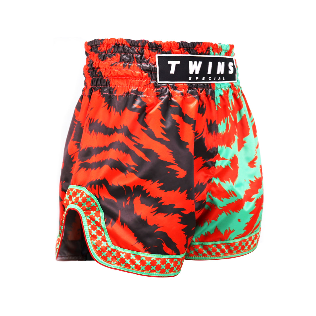 Twins Special TBS 'Jungle' Red/Green Tiger Muay Thai Kickboxing Shorts