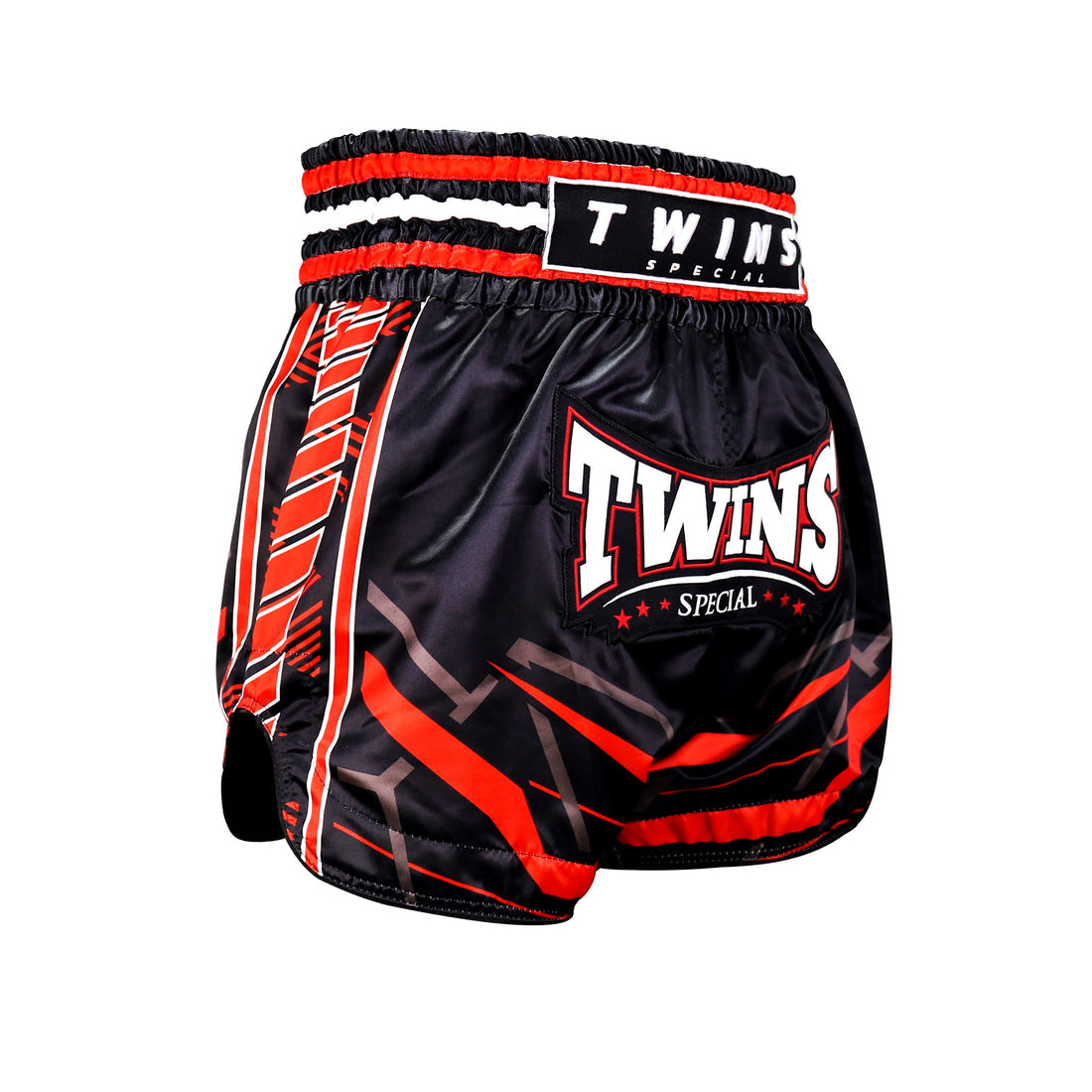 Short de kickboxing Twins Special TBS « Spine » noir/rouge