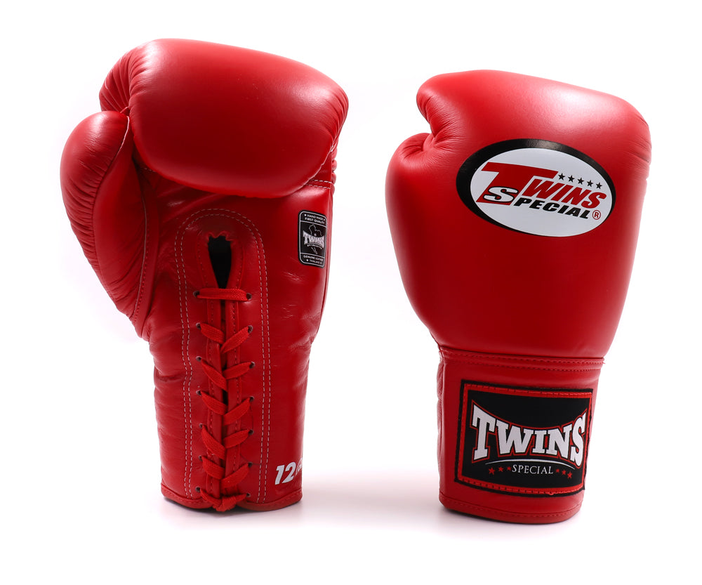 Twins Special Rote Muay Thai Boxhandschuhe zum Schnüren BGLL1