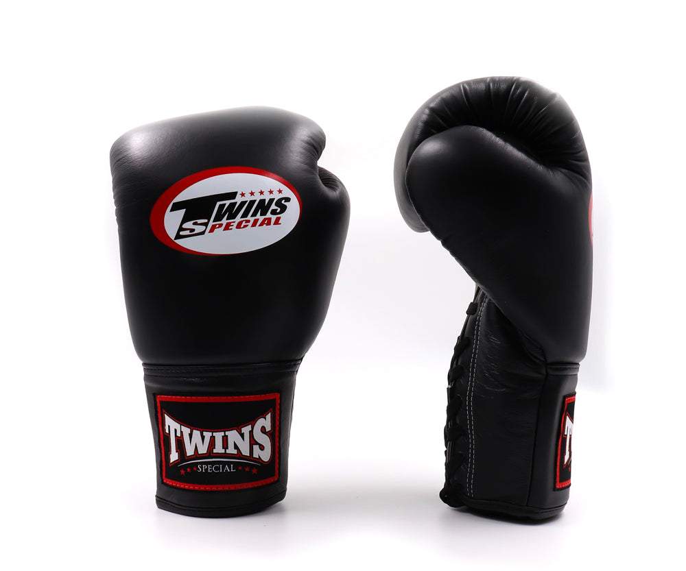 Twins Special BLACK LACE UP Muay Thai Boxing Gloves BGLL1