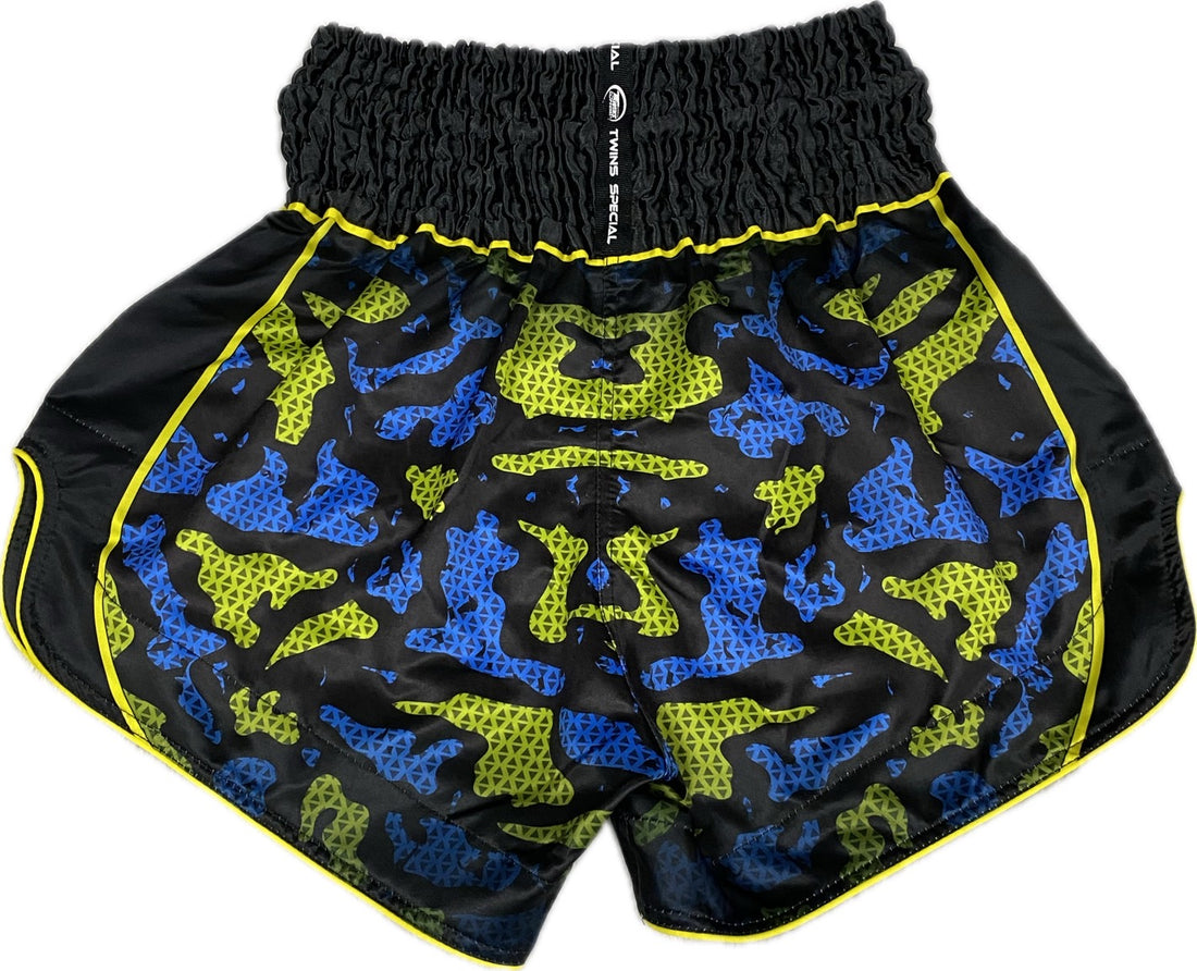 Twins Special TBS „Atlas“ Blau/Grün Camo Muay Thai Kickbox-Shorts