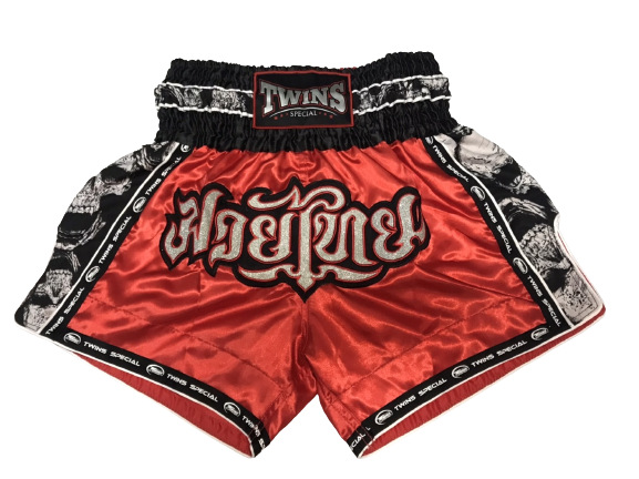Twins Special TBS „Skull“ Muay Thai Kickbox-Shorts Rot