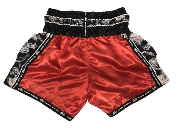 Twins Special TBS „Skull“ Muay Thai Kickbox-Shorts Rot