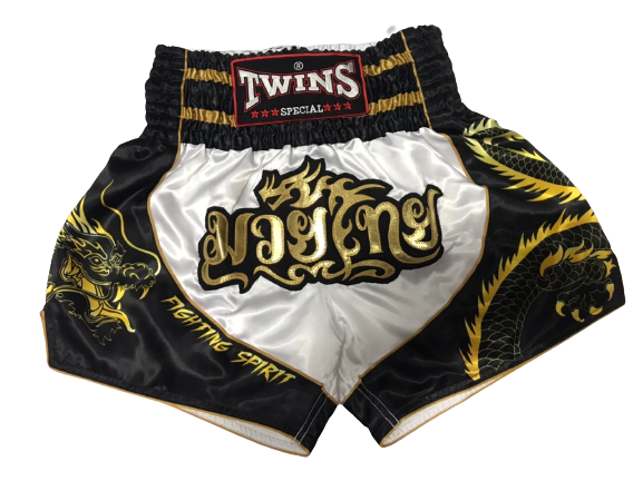 Twins Special TBS Dragon Muay Thai Kickbox-Shorts Gold/Weiß/Schwarz