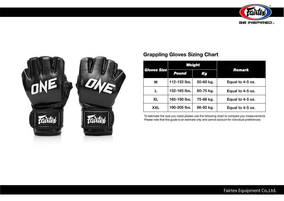 Fairtex X ONE Championship FGV12 Black Leather MMA Grappling Gloves