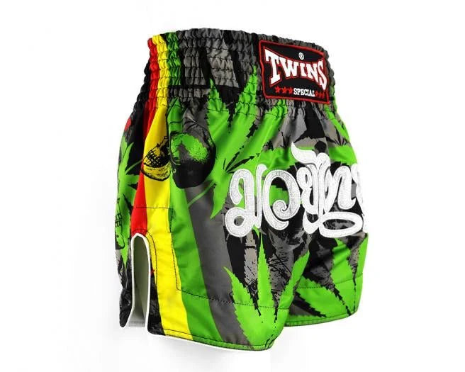 Twins Special TBS Muay Thai Kickbox-Shorts Grün/Grau ‚GRASS‘