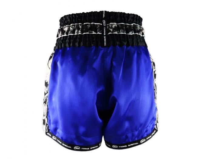 Short de kickboxing TBS Twins Special « Skull » bleu/gris