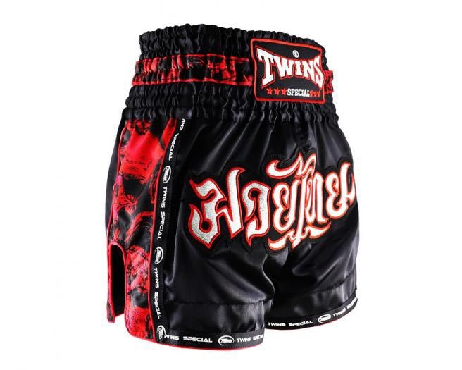 Twins Special TBS „Skull“ Muay Thai Kickbox-Shorts Schwarz/Rot