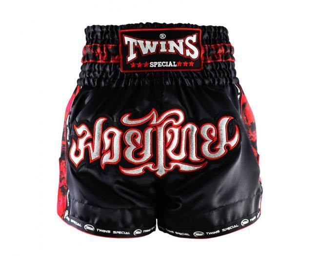 Twins Special TBS „Skull“ Muay Thai Kickbox-Shorts Schwarz/Rot