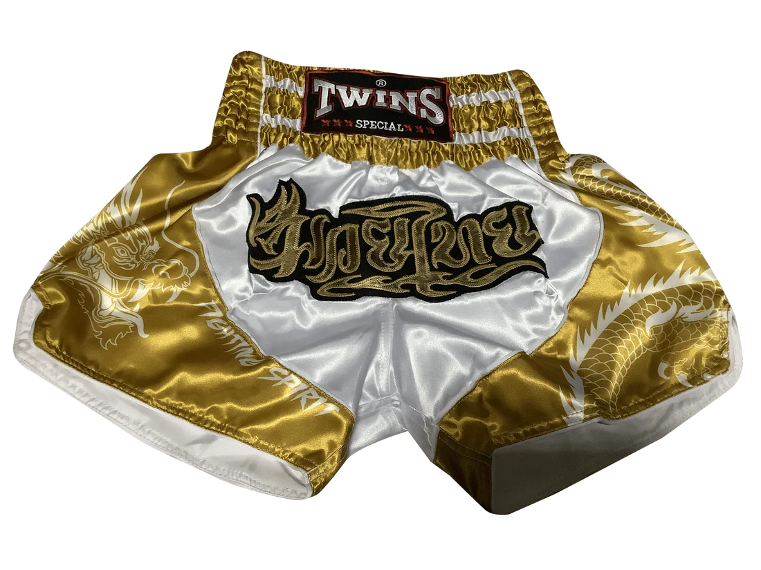 Twins Special TBS Dragon Muay Thai Kickbox-Shorts Gold/Weiß