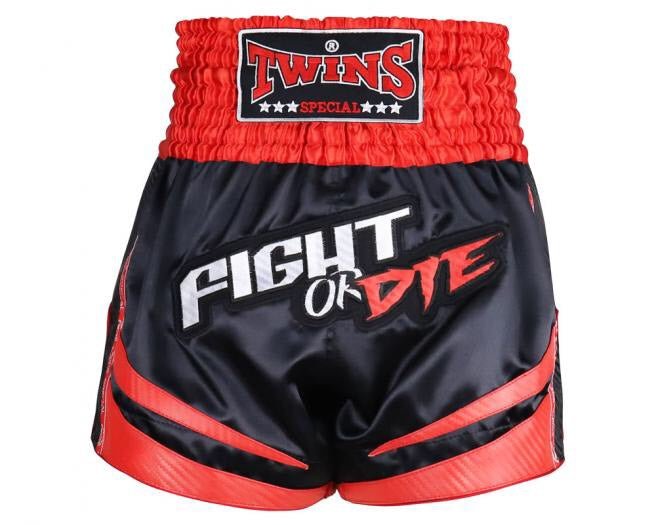 Twins Special TBS „Fight Or Die“ Muay Thai Kickbox-Shorts Schwarz/Rot