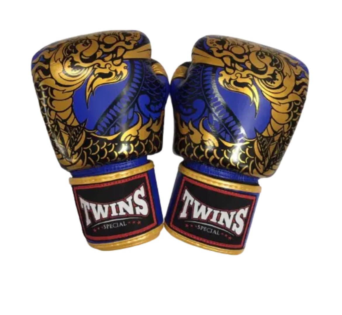 Twins Special 'Dragon' ROT/BLAU/WEISS/GRAU/GOLD Muay Thai Boxhandschuhe FBGVL3-52
