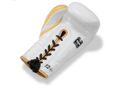Twins Special WEISS/GOLD Muay Thai Boxhandschuhe zum Schnüren BGLL1