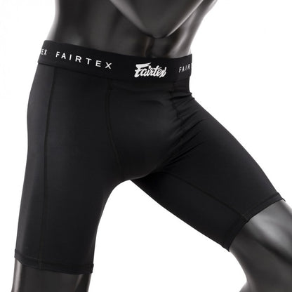 Fairtex GC3 Schwarze Kompressions-MMA-Shorts (enthält Athletic Cup Guard)