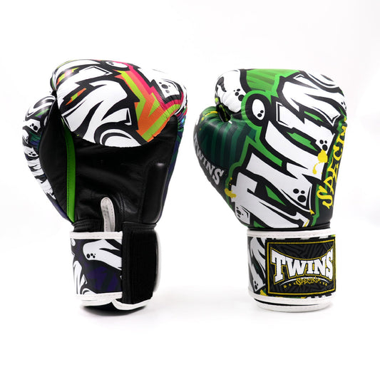 Twins Special Black/White Fancy Muay Thai Boxing Gloves BGVL15