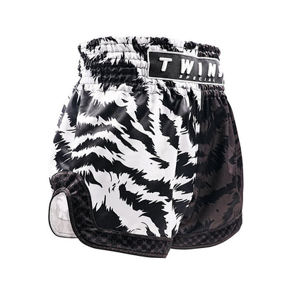 Twins Special TBS „Jungle“ Schwarz/Weiß Tiger Muay Thai Kickbox-Shorts