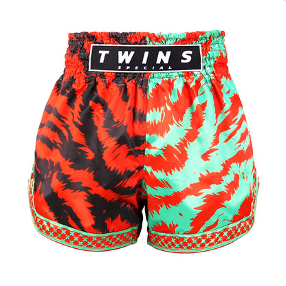 Twins Special TBS 'Jungle' Red/Green Tiger Muay Thai Kickboxing Shorts