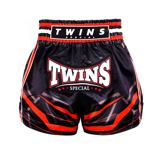 Twins Special TBS „Spine“ Schwarz/Rot Muay Thai Kickbox-Shorts