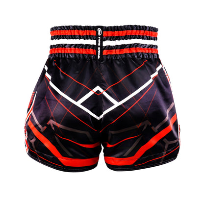 Short de kickboxing Twins Special TBS « Spine » noir/rouge