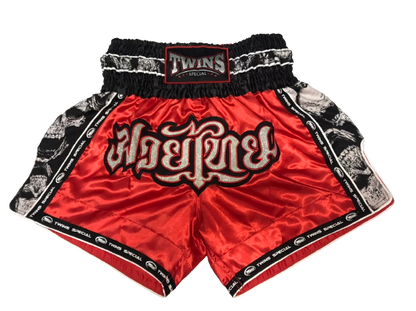 Twins Special TBS „Skull“ Muay Thai Kickbox-Shorts Rot