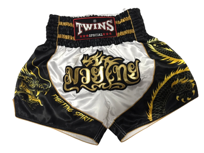 Twins Special TBS Dragon Muay Thai Kickbox-Shorts Gold/Weiß/Schwarz