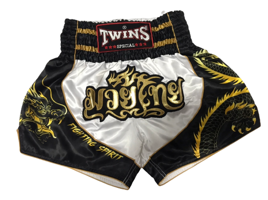 Twins Special TBS Dragon Muay Thai Kickbox-Shorts Gold/Weiß/Schwarz