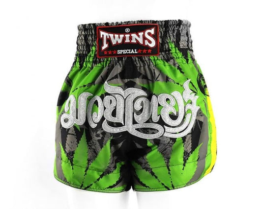 Twins Special TBS Muay Thai Kickbox-Shorts Grün/Grau ‚GRASS‘