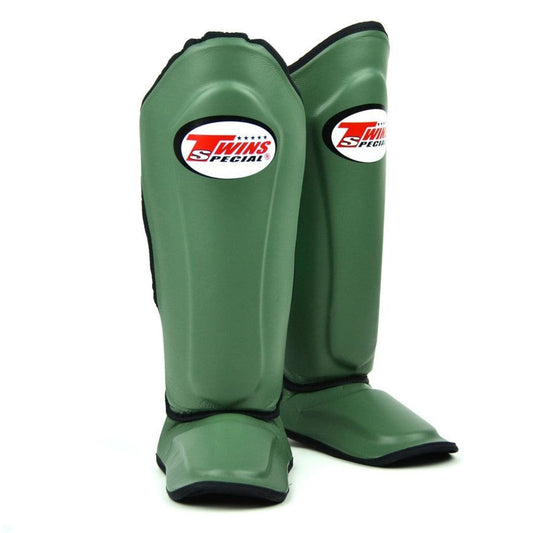 Twins Special SGL10 Schienbeinschoner aus Premium-Leder in Olivgrün