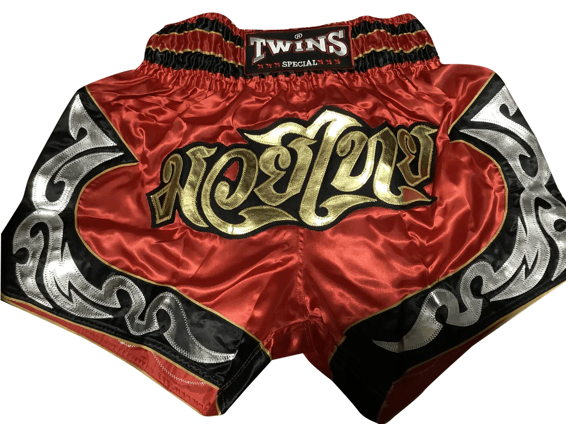 Short de kickboxing Twins Special T-86 rouge/or/argent
