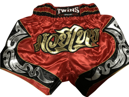 Short de kickboxing Twins Special T-86 rouge/or/argent