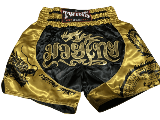 Twins Special TBS Dragon 2 Muay Thai Kickbox-Shorts Gold/Schwarz