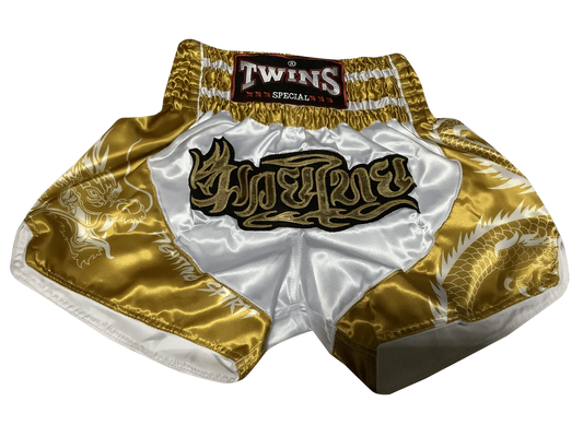 Twins Special TBS Dragon Muay Thai Kickbox-Shorts Gold/Weiß